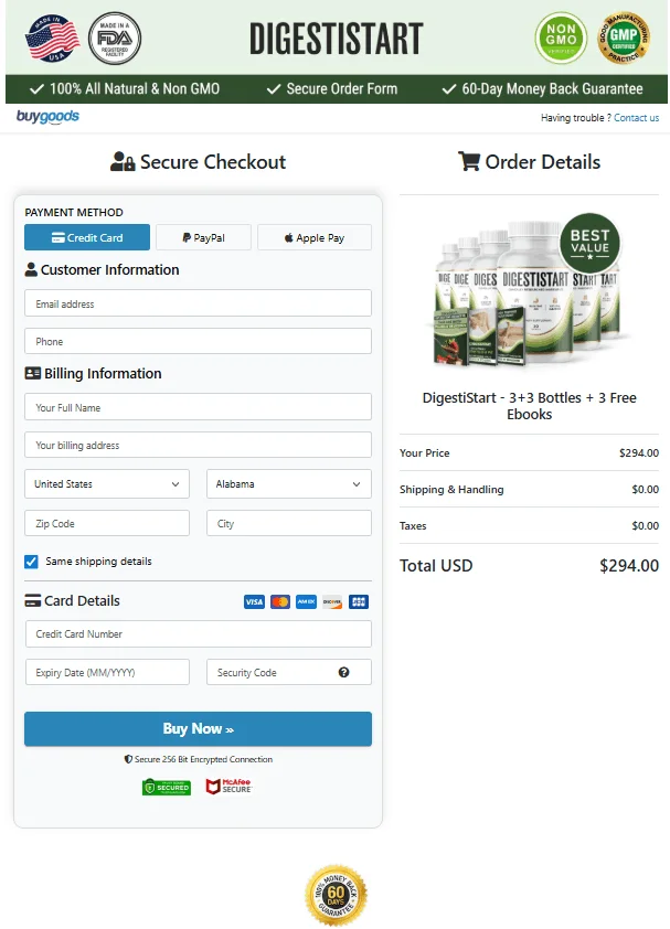 DigestiStart Order Page